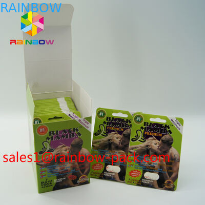 le pillole calde del sesso della mamba nero 3D cards3d della carta di stampa di vendita 3D che imballano la pillola del sesso della carta di carta 3D cardano le scatole della pillola di potenziamento