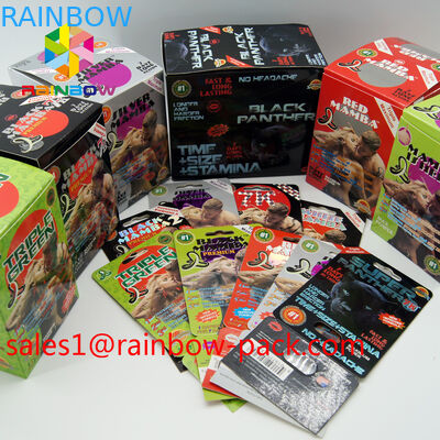 le pillole calde del sesso della mamba nero 3D cards3d della carta di stampa di vendita 3D che imballano la pillola del sesso della carta di carta 3D cardano le scatole della pillola di potenziamento