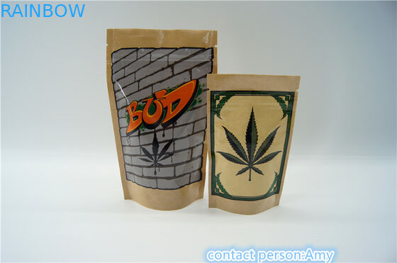 Borse su ordine della chiusura lampo della carta kraft di Recloseable, Logo di erbe dei sacchetti di incenso stampate