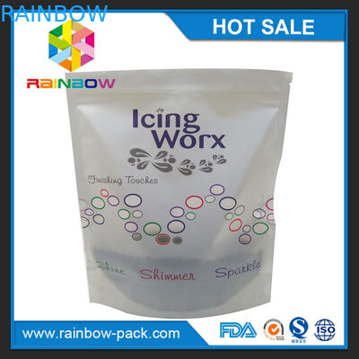 La metallina ha personalizzato la stampa di logo sta sul sacchetto a chiusura lampo con il rinforzo inferiore