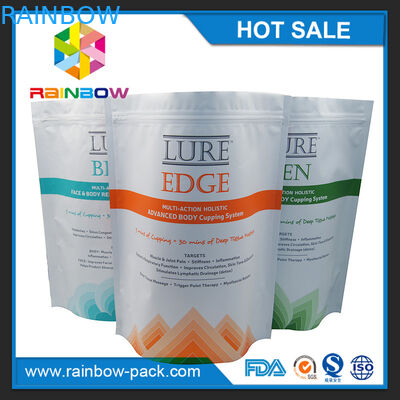 La metallina ha personalizzato la stampa di logo sta sul sacchetto a chiusura lampo con il rinforzo inferiore