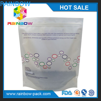 La metallina ha personalizzato la stampa di logo sta sul sacchetto a chiusura lampo con il rinforzo inferiore