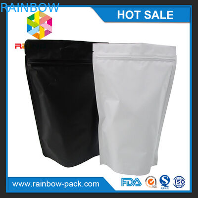 Il di alluminio bianco nero opaco sta sulla borsa a chiusura lampo per l'imballaggio per alimenti tiene fresco