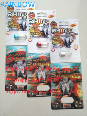 Più nuovo 3D ha stampato il rinoceronte di plastica 25/della carta del popolare della pillola maschio di potenziamento imballaggio pazzo della bolla di rinoceronte 50k