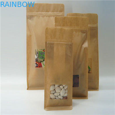 Borsa quadrata della carta kraft di Brown Con la chiara finestra, sacchetto del caffè della serratura dello zip