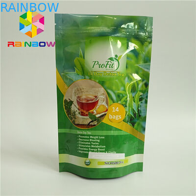 Il commestibile sta sulla plastica del sacchetto della chiusura lampo termosaldata per tè/caffè