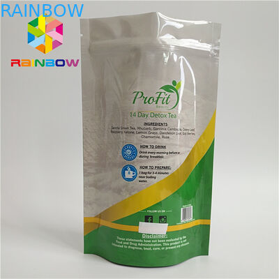 Il commestibile sta sulla plastica del sacchetto della chiusura lampo termosaldata per tè/caffè