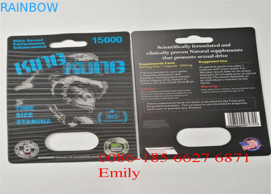 Carta della bolla della carta patinata che imballa laminazione lucida per le pillole sessuali di potenziamento