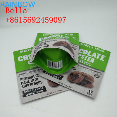 Il di alluminio di colore di personalizzazione insacca la maniglia della cima della chiusura lampo per l'imballaggio del biscotto