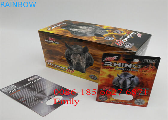 Carta che imballa, imballaggio di plastica della bolla delle etichette private della bolla della pillola di rinoceronte