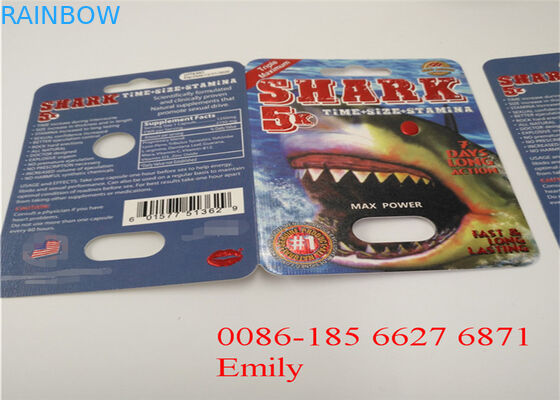 Materiale d'imballaggio su misura dell'ANIMALE DOMESTICO della carta della bolla di logo per le pillole maschii di potenziamento