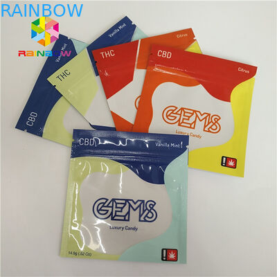 Il lato tre sigillato ha stampato l'imballaggio gommoso di Candy dei sacchetti di plastica su misura con la chiusura lampo