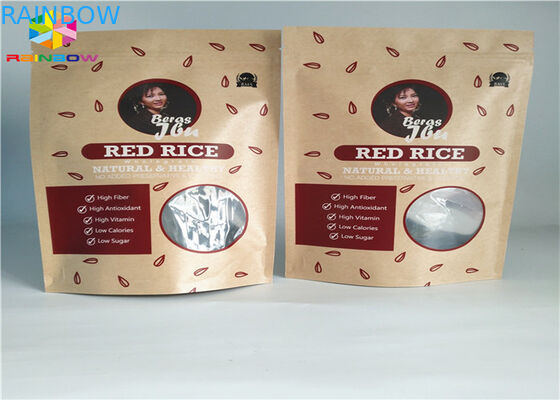 L'abitudine a chiusura lampo ha stampato i sacchi di carta che l'alimento sta sulla carta kraft di Brown del sacchetto con la finestra