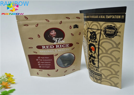 L'abitudine a chiusura lampo ha stampato i sacchi di carta che l'alimento sta sulla carta kraft di Brown del sacchetto con la finestra