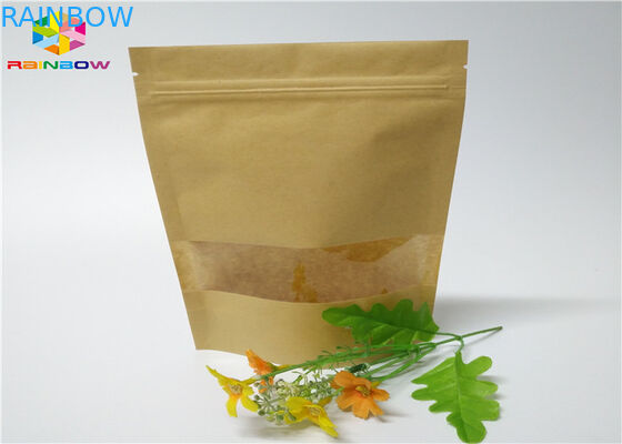 L'abitudine a chiusura lampo ha stampato i sacchi di carta che l'alimento sta sulla carta kraft di Brown del sacchetto con la finestra