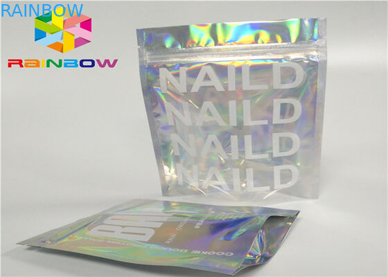 il laser d'imballaggio a chiusura lampo dell'ologramma della stagnola di plastica di mylar della chiusura lampo di stampa olografico sta sulla borsa del sacchetto dello zip per il regalo/bottiglie