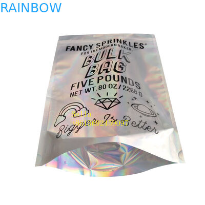 L'imballaggio olografico sta sulla plastica stampata personalizzazione delle borse del sacchetto della chiusura lampo