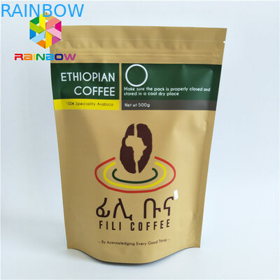 L'imballaggio materiale laminato dei sacchetti di plastica a chiusura lampo sta sulle borse con una valvola di modo