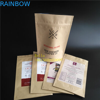 Bustine di tè stampate logo della foglia che imballano il sacchetto della chiusura lampo della carta kraft di Brown Con la chiara finestra