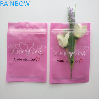 Sacchetto rosa d'imballaggio cosmetico risigillabile della chiusura lampo dei gioielli della collana degli orecchini del ciglio della borsa