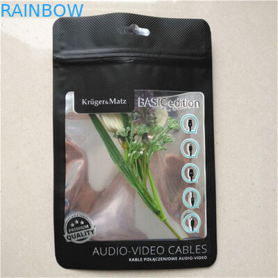 Serratura d'imballaggio della chiusura lampo del cavo di cavo del foglio di alluminio del sacchetto della cassa nera opaca del telefono con la chiara finestra