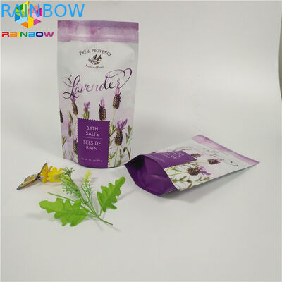 Il corpo d'imballaggio del fondo piatto di stampa del sacchetto opaco su ordinazione della stagnola sfrega la borsa con la chiusura lampo