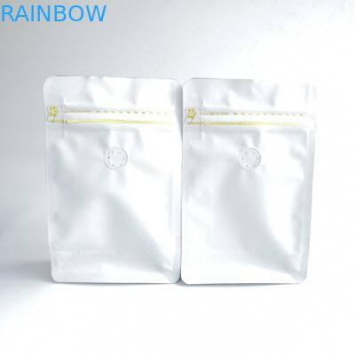 Borsa riutilizzabile bianca opaca su misura del fondo del quadrato del di alluminio dello zip della borsa di caffè del fondo piatto con la valvola