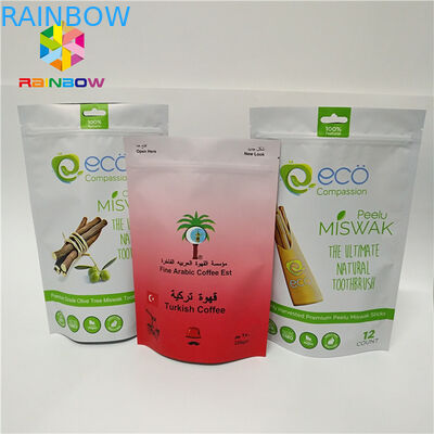 La borsa laminata della chiusura lampo di bas della stagnola sta sulla vendita calda di plastica d'imballaggio dei sacchetti del caffè stampata abitudine dei sacchetti di plastica del sacchetto