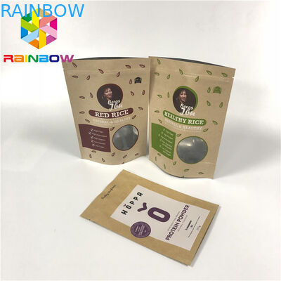 Doypack ha laminato i sacchetti della carta kraft dello zip del di alluminio per il corpo d'imballaggio del riso sfrega