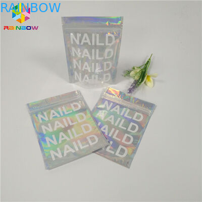 Materia plastica piana a chiusura lampo d'imballaggio cosmetica di Mylar del chiaro ologramma della borsa della saldatura a caldo