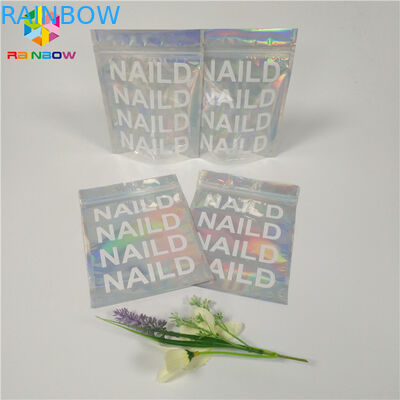 Materia plastica piana a chiusura lampo d'imballaggio cosmetica di Mylar del chiaro ologramma della borsa della saldatura a caldo