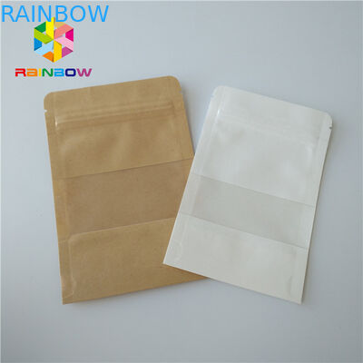 Stia sul sacchetto di plastica d'imballaggio della radura della serratura dello zip delle borse dello spuntino trasparente con la finestra