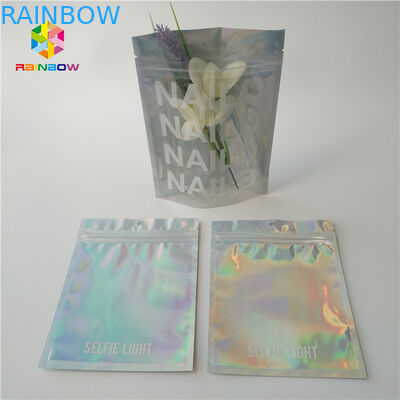 Colore d'imballaggio della borsa CMYK dell'ologramma di Mylar del cosmetico di plastica della chiusura lampo con la chiara finestra