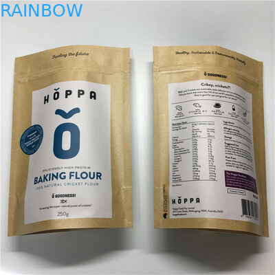 Chiusura lampo del foglio di alluminio dei sacchi di carta stampata abitudine riutilizzabile per l'imballaggio della farina dell'alimento