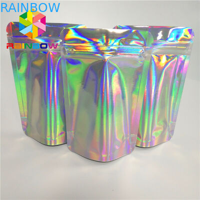 Borse d'imballaggio a chiusura lampo dello spuntino dell'ologramma su ordinazione per il ciglio/spazzola/i gioielli