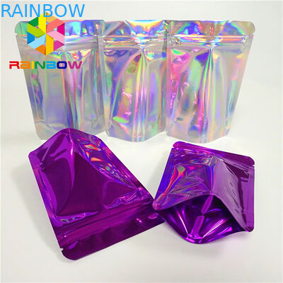 Sacchetto olografico brillante d'imballaggio cosmetico di Mylar dell'ologramma delle borse dello spuntino della polvere di scintillio