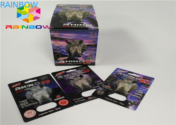 Imballaggio maschio delle pillole 3d di potenziamento della bottiglia della bolla della carta di plastica dell'inserzione dalle carte/scatola di presentazione