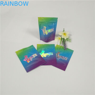 Gli scherzi su ordinazione d'imballaggio delle borse del sacchetto della stagnola dell'erbaccia di Runtz Mylar su identificano i pacchetti durevoli