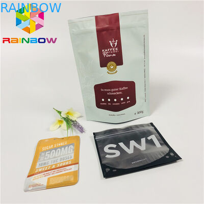 Il di alluminio della barriera dell'umidità sta sulla plastica della chiusura lampo del chicco di caffè delle borse del sacchetto