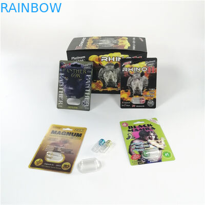 Rinoceronte 69 scatole di carta di plastica d'imballaggio dell'inserzione 3d della capsula maschio di potenziamento della carta della bolla 3D