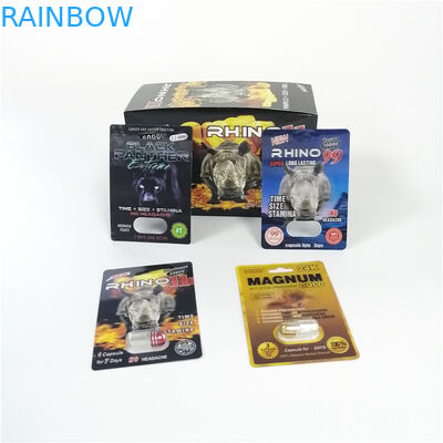 Blister maschio del farmaco di potenziamento che imballa la carta prima dell'esposizione della carta di zen di mamma nera