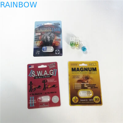 bolla di plastica di rinoceronte 3D che imballa dimensione su misura per le capsule sessuali maschii