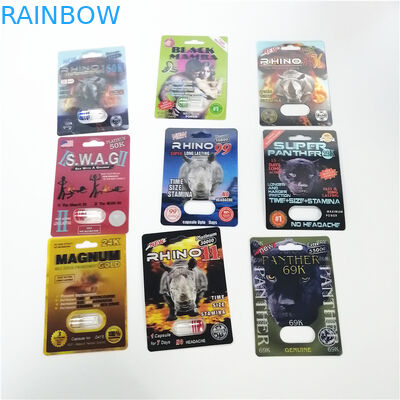 bolla di plastica di rinoceronte 3D che imballa dimensione su misura per le capsule sessuali maschii
