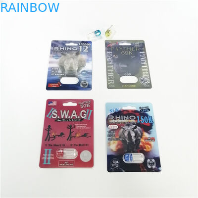 L'abitudine d'imballaggio della carta della bolla della carta patinata ha stampato il pacchetto della capsula della pillola di rinoceronte 69 di effetto 3D