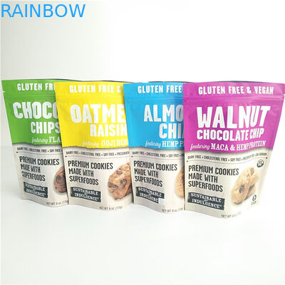 Borse d'imballaggio della prova dell'odore dei biscotti di imballaggio per alimenti della borsa libera dello spuntino del glutine con la chiusura lampo