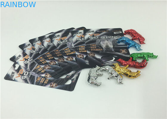 Colore su ordinazione d'imballaggio della carta della carta della bolla di rinoceronte di FDA/SGS per le pillole del sesso maschile