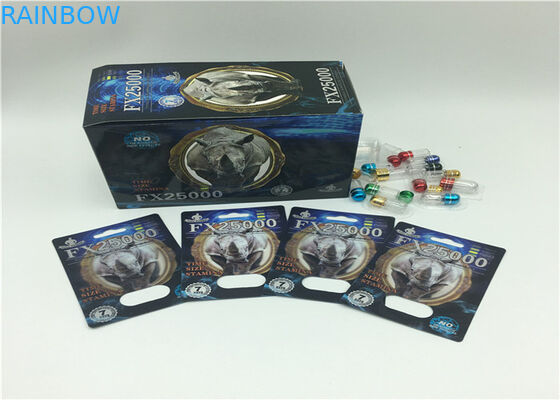 Carta d'imballaggio della bottiglia di potenziamento degli uomini di logo 3D del blister su ordinazione di effetto per medicina eccellente