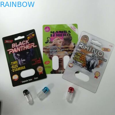 Rinoceronte d'imballaggio di potenziamento delle pillole della carta sessuale della bolla 69 riciclabili a prova d'umidità