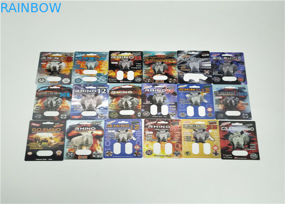 Pacchetto maschio d'imballaggio della pillola di potenziamento della carta della bolla di effetto del fuoco Rhino50K 3d per le pillole del sesso della capsula