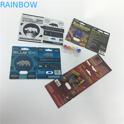 Scatole d'imballaggio della carta della bolla della capsula della pillola del sesso del platino 10K che incidono mestiere su misura